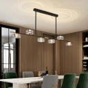 6-Light Hanging Ceiling Lights Minimalist Style Oval Shape Glass Chandelier Lighting