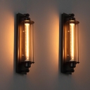 Black Metal Wall Lighting Fixtures 1 Light Industrial-Style Vintage Flush Mount Wall Sconce