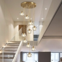 Modern Style Multi Light Pendant 10 Head Multi-Light Pendant Light for Stairs Living Room