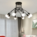 Industrial Style LED Flushmount Light 8 Lights Nordic Style Metal Celling Light for Bedroom