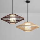 Cage 1 Light Modern Hanging Ceiling Light Wood Simple Suspension Pendant for Dinning Room
