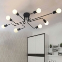 8-Light Flush Mount Light Vintage Style Sputnik Shape Metal Ceiling Light Fixture