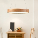 Wood Drum Pendant Lighting Simplicity LED Light Modern Round Ceiling Light Fixtures for Living Room