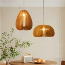 Asian Wood Pendants Light Fixtures Traditional Basic Hanging Ceiling Light for Dinning Room