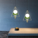 1-Ligh Pendulum Lights Industrial-Style Triangle Shape Metal Ceiling Lamp