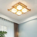 Ultra-Modern Wood Flush mount Ceiling Lamp 4 Light Flush Mount Fixture for Bedroom
