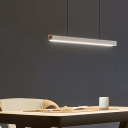 Contemporary Linear Chandelier Aluminum and Wood Pendant Chandelier