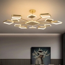 Modern Style LED Chandelier Light Metal Acrylic 12 Lights Pendant Light for Living Room