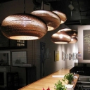 Japanese Woven Chandeliers Wood Drum Pendants Light Fixtures Asian Style Living Room Ceiling Light