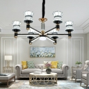 6 Lights LED Pendant Light Modern Style Minimalism Metal Crystal Chandelier Light for Living Room