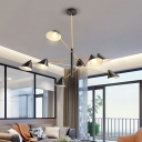 Postmodern Hanging Lights 8 Head Metal Chandelier for Living Room Bedroom