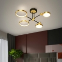 Modern Style LED Chandelier Light 4 Lights Metal Acrylic Nordic Style Pendant Light for Living Room