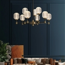 9 Lights LED Chandelier Light Modern Style Metal Glass Pendant Light for Bedroom Living Room