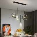 Linear Island Light Fixture 7 Lights Modern Contracted Metal Shade Hanging Light for Kitchen