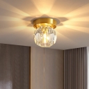 Modern Style LED Flushmount Light Nordic Style Metal Crystal Globe Celling Light for Aisle