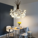 19 Lights LED Pendant Light Modern Style Metal Crystal Flower Shaped Chandelier Light for Dinning Room