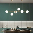 6-Light Hanging Chandelier Modernist Style Tube Shape Glass Pendant Lighting