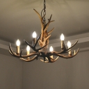 American Style LED Chandelider Light 6 Lights Postmodern Style Antles Shaped Pendant Light for Living Room