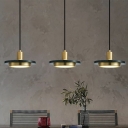 1 Light Round Plate Shade Hanging Light Modern Style Stone Pendant Light for Living Room