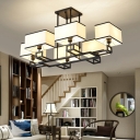 6 Lights LED Flushmount Light Chinese Style Cloth Celling Light for Living Room