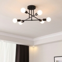 Industrial Style LED Flushmount Light 6 Lights Nordic Style Metal Celling Light for Bedroom