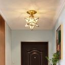 Creative Glass Decorative Ceiling Light Colonial Style for Corridor and Hallway
