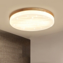 Minimalist Circular Flush Mount Ceiling Light Fixtures Drum Wood Flushmount Lighting
