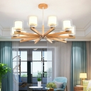 Modern Wooden Chandelier 10 Light Chandelier Lighting for Living Room Bedroom