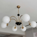 6 Lights Chandelier Lighting Fixtures Vintage American Globe Hanging Chandelier for Living Room