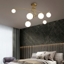 Modern Style LED Chandelier Light 6 Lights Nordic Style Metal Glass Pendant Light for Bedroom
