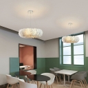 Modern Style Hanging Lights Ring Shape Feather Chandelier for Living Room Children's Room