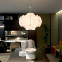 Ultra-Modern Down Lighting White Silk Material Hanging Light Fixtures for Living Room