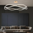 2-Light Chandelier Pendant Light Modern Style Ring Shape Metal Suspension Lamp