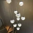 Modern Style LED Pendant Light 8 Lights Glass Globe Loft Hanging Light for Stairs