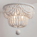 French Retro Hanging Light Kit Wooden Beads Hanging Ceiling Light for Living Room Dining Room