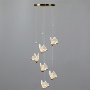 6-Light Hanging Lamp Kit Modern Style Butterfly Shape Metal Multi Light Pendant