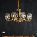 8 Lights Industrial Luxury Crystal Chandelier Cylindrical Ceiling Pendant Light