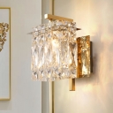 1-Light Wall Light Fixture Modern Style Rectangle Shape Crystal Vanity Sconce Lights