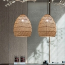 Basket Asia Hanging Pendant Light Wood Hand Twisted Modern Suspension Pendant Light for Living Room