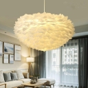 Modern Hanging Lights Feather-shaped Chandelier for Children's Room Bedroom