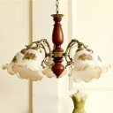 Traditional 5 Lights Chandelier Lighting Fixtures Vintage Wood Living Room Ceiling Chandelier