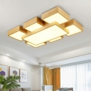 7 Lights LED Flushmount Light Modern Style Japanese Style Wood Acrylic Celling Light for Living Room