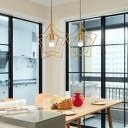 1 Light Gold Industrial Hanging Light Fixtures Vintage Dinning Room Suspension Pendant Light
