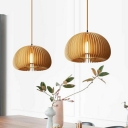 Japanese Style LED Pendant Light Modern Style Wood Hanging Light for Dinning Room