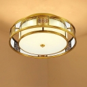6-Light Flush Mount Recessed Lighting Traditional Style Drum Shape Metal Ceiling Mounted Fixture