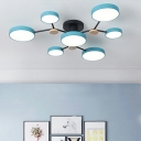 Modern Style LED Chandelier Light 7 Lights Nordic Style Macaron Metal Acrylic Pendant Light for Living Room