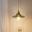 1 Light Cone Shade Hanging Light Retro Style Glass Pendant Light for Living Room