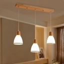 Japanese Style LED Pendant Light 3 Lights Modern Style Wood Glass Hanging Light for Dinning Room