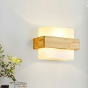 1-Light Wall Light Minimalist Style Rectangle Shape Wood Sconce Light Fixture
