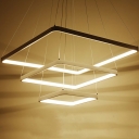 3 Lights Square Shade Hanging Light Modern Style Acrylic Pendant Light for Dining Room